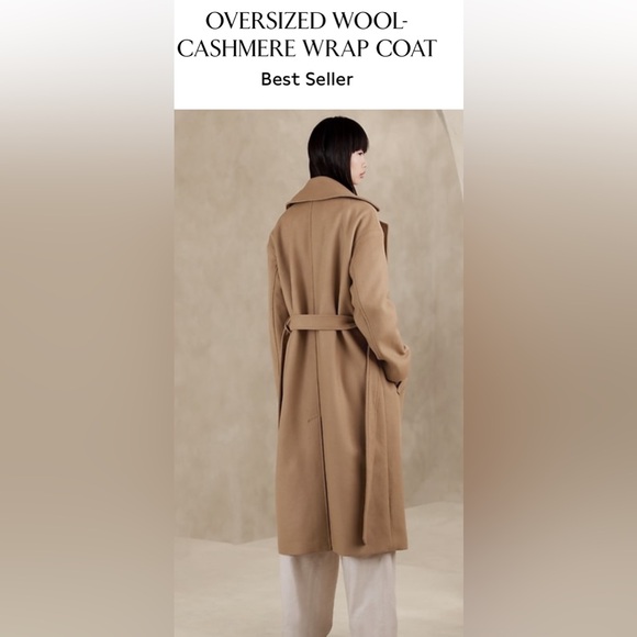 BANANA REPUBLIC OVERSIZED WOOL-CASHMERE WRAP COAT - Picture 6 of 13